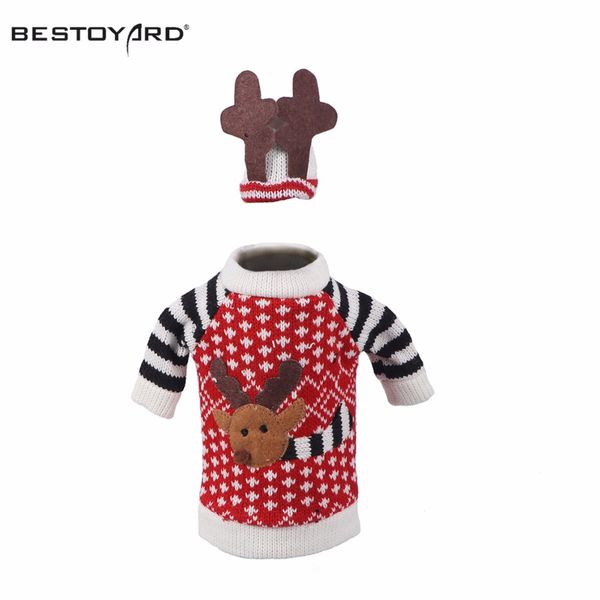 

christmas decoration supplies red wine bottle cover wool bags decoration home party santa claus christmas artigos de natal