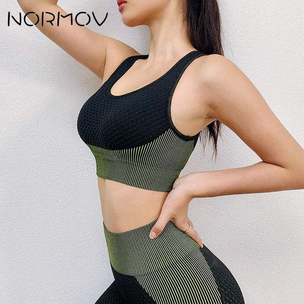 

normov push up sport bra women fitness yoga bra patchwork gym running tank crop sportswear women high elastic gym yoga top, White;black