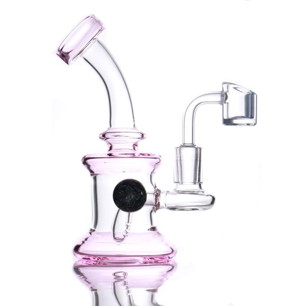Moderne 6,7-Zoll-Mini-Rosa-Bong-Wasserpfeife Dab Rig Kleine Bubbler-Wasserpfeifen-Bongs mit Quarz-Banger/Glasschale