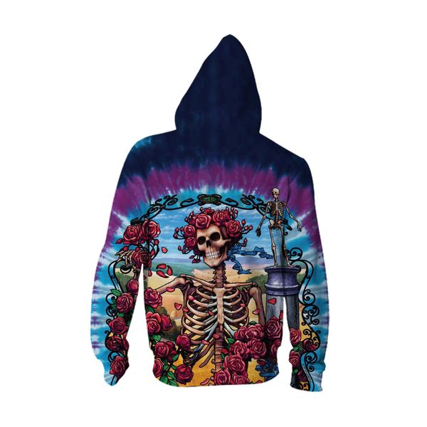 

new rose skull printed men's open-and hat guard in 2019 men's sweatshirts printing blouse hoodies, Black