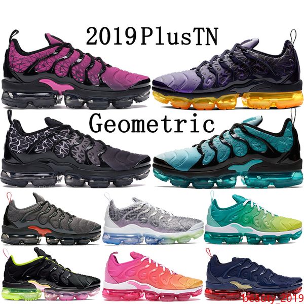 

2019 new tn plus olympic geometric black white pink rise spirit teal grid print lemon lime mens womens running shoes designer sneakers 36-45