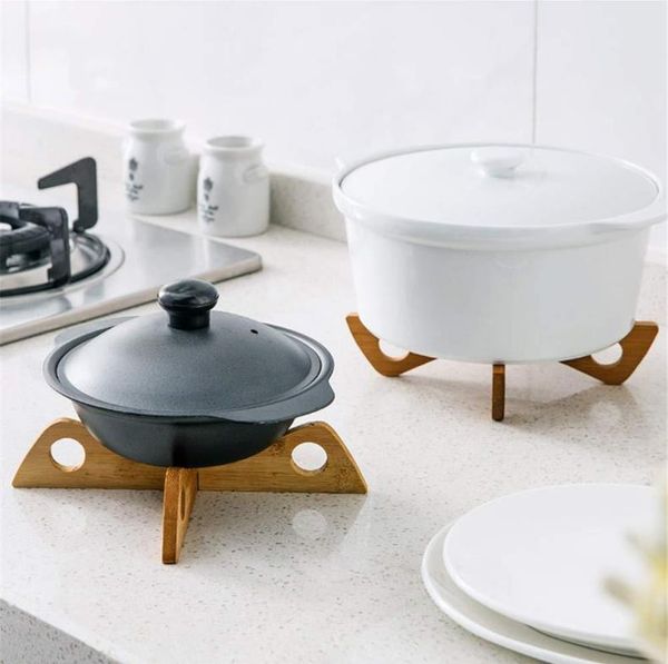 

tray rack detachable wood table mat kitchen pot heat insulated cooling dish potholders gadget holder cf-51