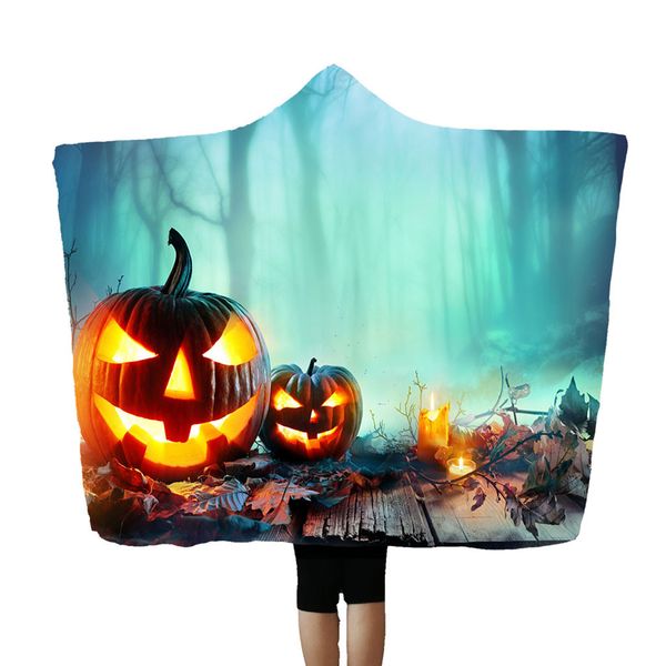 

halloween hooded blanket pumpkin castle bat cloak cap blanket air conditioning 150x200mm roupa de cama