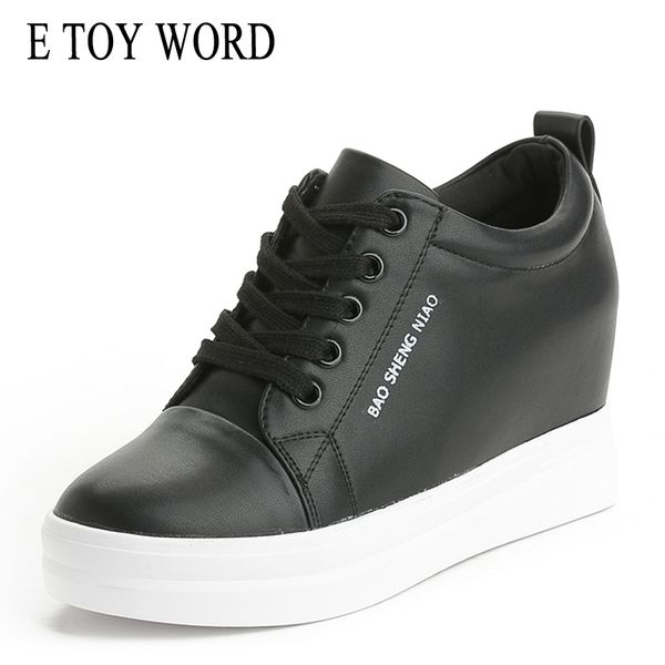 

e toy word 2019 new increase in the fall of white shoes female students casual thick-soled shoes breathable women, Black