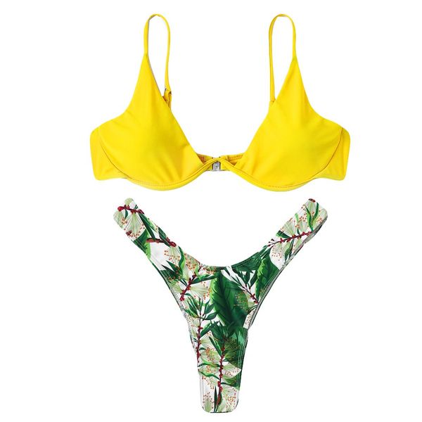 

muqgew 2019 new women bikini set swimwear print push-up padded bra beach bikini swimsuit swimwear micro monokini #0523
