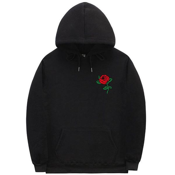 

mens autumn posion rose designer hoodies spring autumn hooded sweatshirts, Black