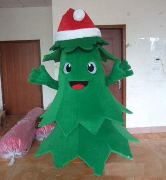 

2019 light and easy to wear plush christmas lovely tree mascot costume for to wear holiday, Red;yellow