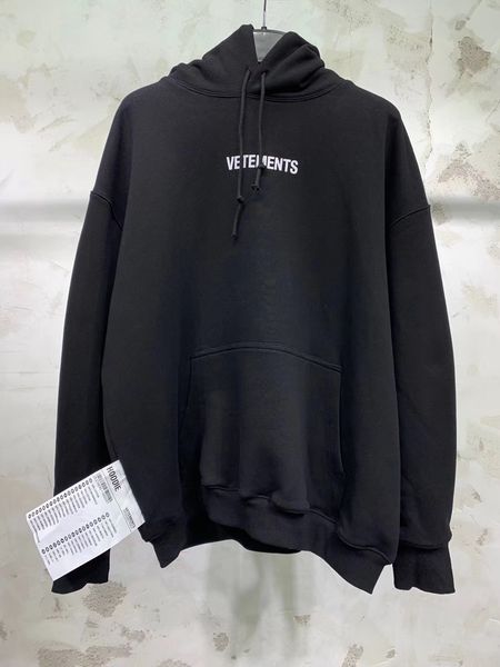 

New fa hion vetement embroidery letter print men women pullover hoodie hip hop kanye we t kateboard weat hirt x, Black