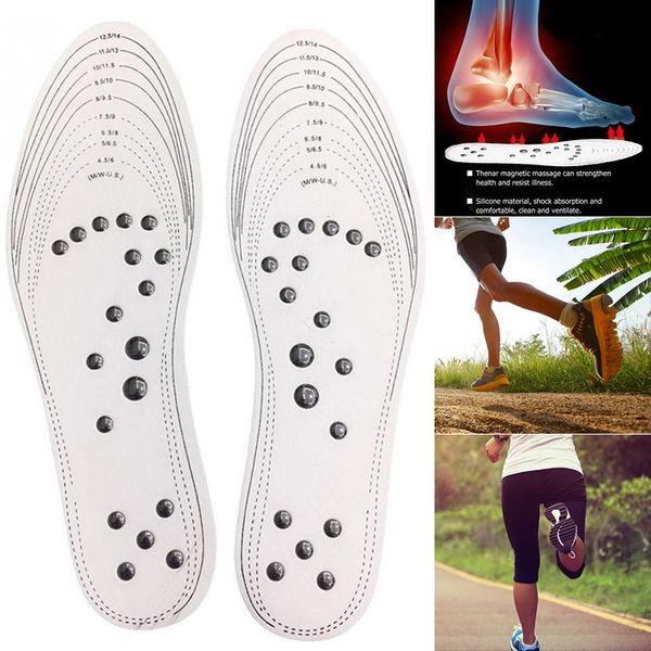 

1pair acupressure magnetic massage foot insole therapy reflexology pain relief pads mug88, Black
