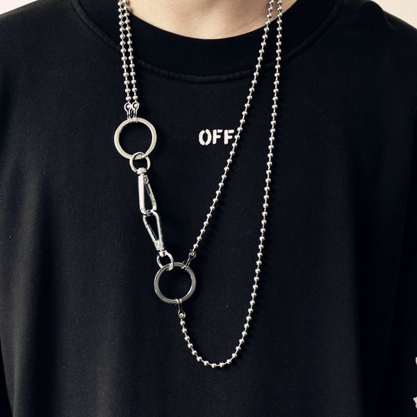 

fashion new stainless steel necklace round bead chain men's titanium steel necklace item sale, Silver