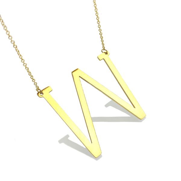 

large letter necklaces for women gold chain pendant necklace stainless steel wholesale female accessories fashion necklace 2020, Silver
