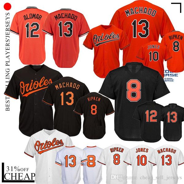 

13 Manny Machado Baltimore jersey Oriol 12 Roberto Alomar 8 Cal Ripken Jr. 10 Adam Jones Baseball Jerseys