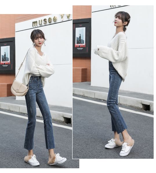 

blue female straight jeans loose