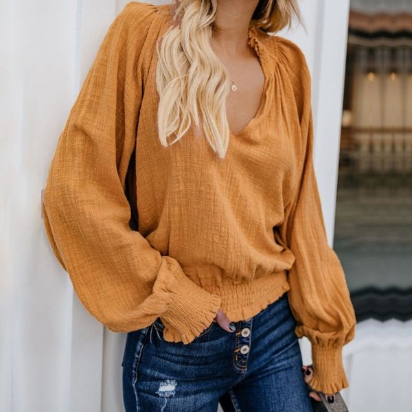 

casual cotton льняной рубашки женщина блуза фонарики рукав v шея винтаж с длинным рукавом дама blusas 2019 летом осенью белой красной, White