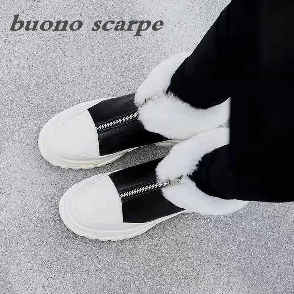 

2019 women's round toe wool leather snow boots, Black