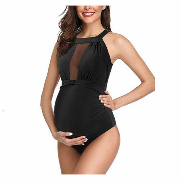 

s-3xl maternity solid color one-piece stomach lift swimsuit maternity cloth bikini bathwear plus size beach swimsuit, White