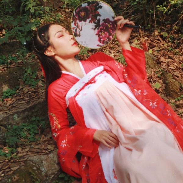 

new traditional chinese dance costumes hanfu dress tang dynasty ancient costume fairy princess dresses hanfu folk dress dqs1642, Black;red