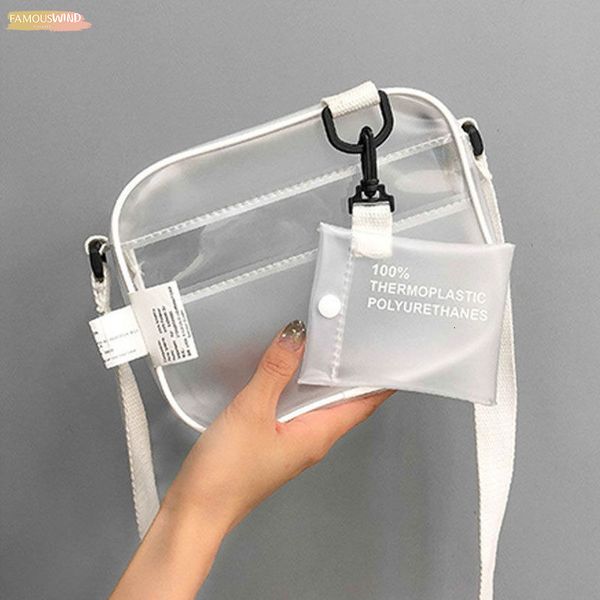 

2020 new causual pvc transparent clear woman crossbody bags shoulder bag jelly small phone bags holder wide straps flap