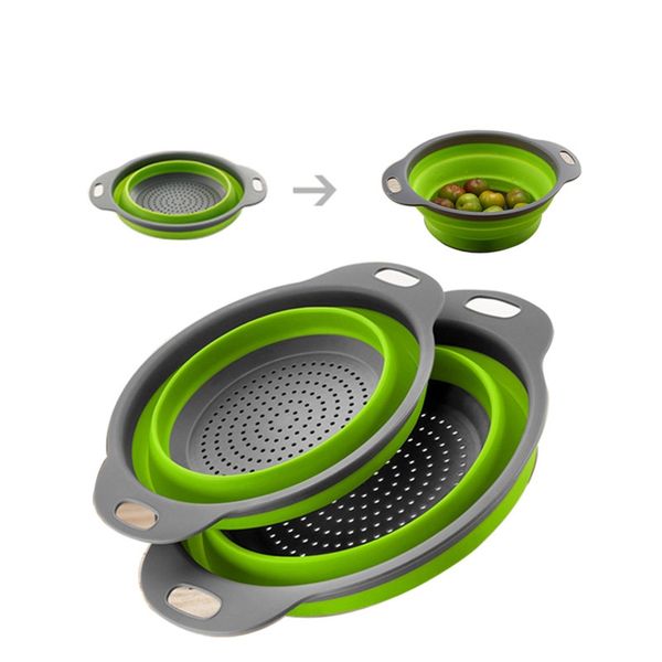 

foldable silicone colander fruit vegetable washing basket strainer strainer collapsible drainer with handle kitchen tools