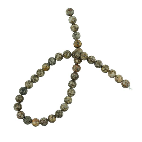 

grey natural gem stones round loose beads strand 15.5" jewelry diy crafts