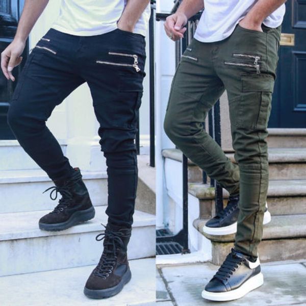 

men fashion sports casual harem pants stylish zippers trousers pencil black new hot