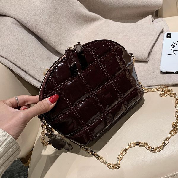 

korean brand vintage leather shell bag women chain handbag designer bags women purses solid color female shoulder messenger bag