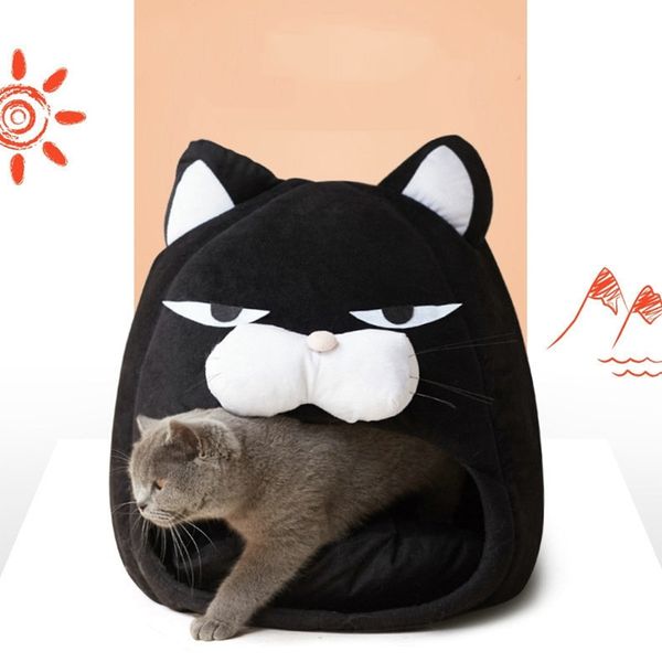 

eleg-cat house bed cat litter mat sleeping nest pet bed cartoon kennel winter warm kennel dog bed puppy cushion creative cat sup