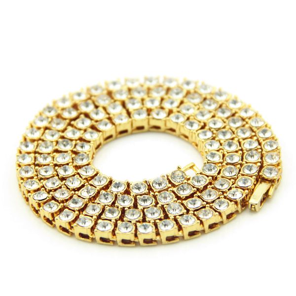 

new iced out chains for men rhinestone designer gold hip hop necklace mens hip hop bling chains jewelry men cuban link stainless steel, Black