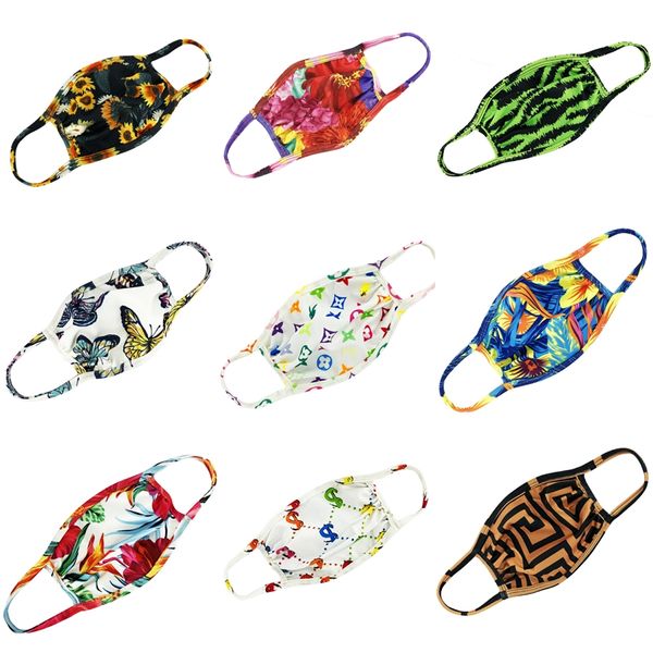 

designer printed cotton face masks earloop with breathing valve adjustable reusable mouth masks soft breathable anti dust protect #820, Black