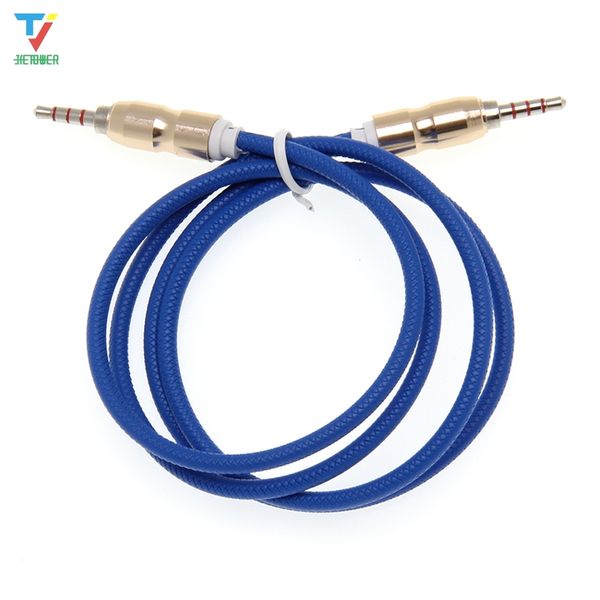 

300pcs/lot 3.5mm jack audio cable 4 pole jack 3.5 mm male to male embossing audio aux cable for iphone car headphone speaker wire line