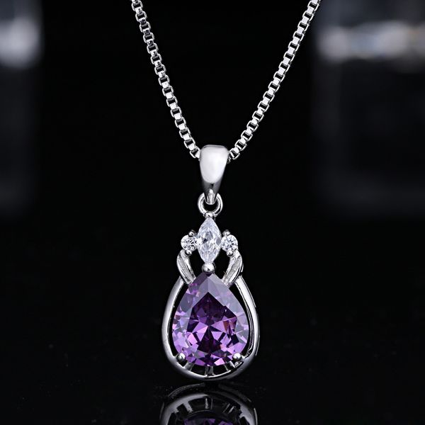 

bsl colored gemstone fine jewelry 925 sterling silver amethyst necklace & pendant for women party gift 2017 new arrival