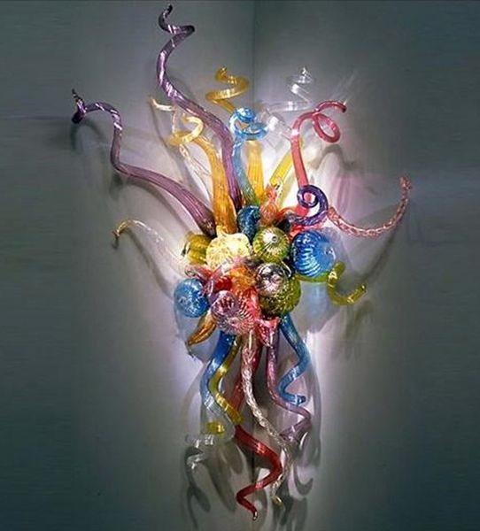 

Fancy Art Glass Wall Lamp Multicolor Flower Wall Sconce Modern Style LED Lights handmade Blown Glass Wall Lamps
