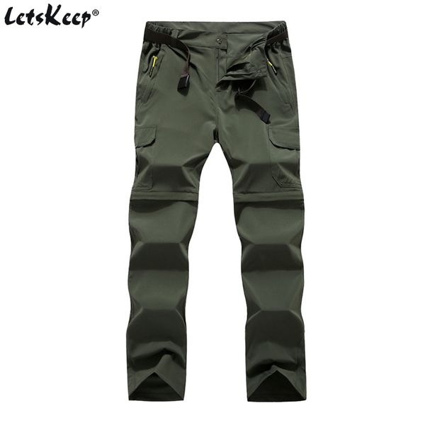 

belt letskeep outdoor waterproof pants men summer hiking camping trousers mens quick dry detachable pants plus size , za466, Black