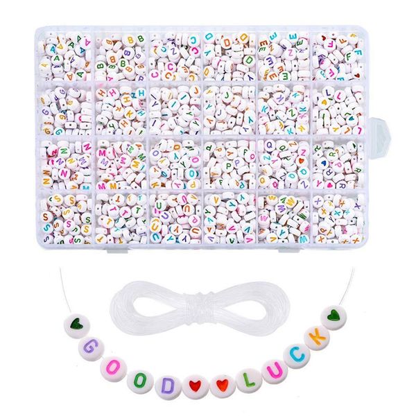

kimter jewelry findings components white acrylic letter bead diy alphabet beads kit for kids name bracelet necklace keychain earrings n73y f, Blue;slivery