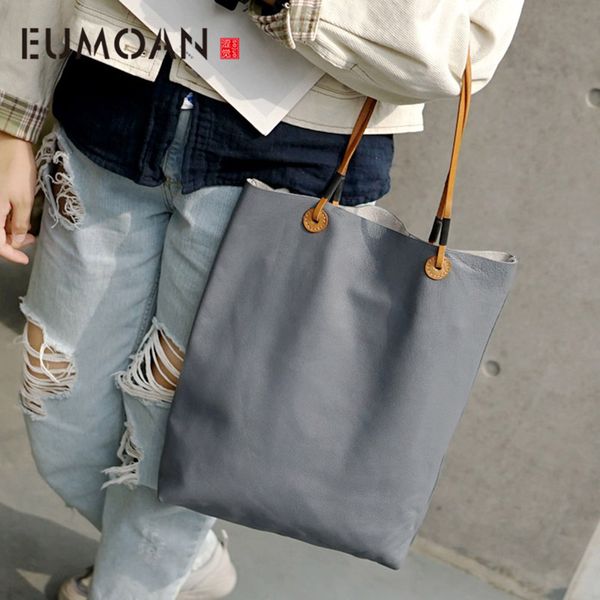 

eumoan handmade stylish one-shoulder bag, hand-held minimalist women's leather handbag, leather retro shopping bag