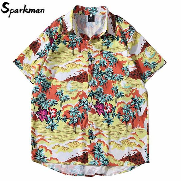 

men hawaiian shirt retro painting 2020 hip hop shirt streetwear harajuku floral beach short sleeve summer aloha, White;black