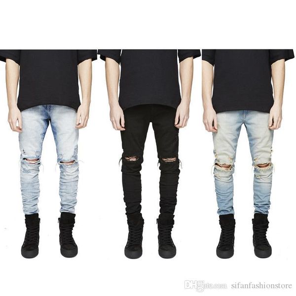 

men's distressed ripped skinny jeans fashion designer mens jeans slim motorcycle moto biker causal mens denim pants hip hop men jeans