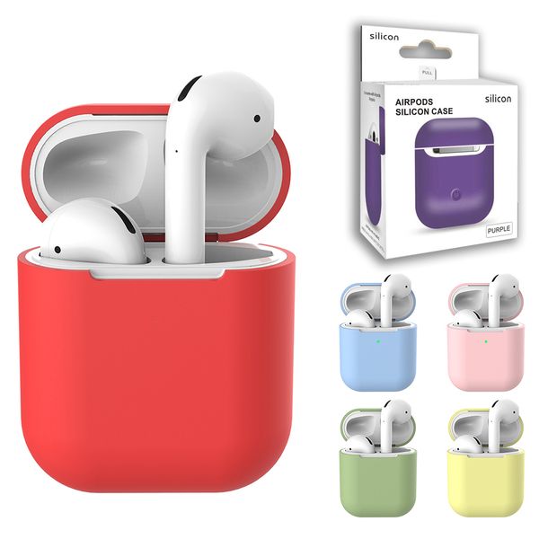 

For AirPods Case Shockproof Cases Cover Portable Protective Silicone Skin Cover Case for Apple Airpods 2 & 1 With Retail Box