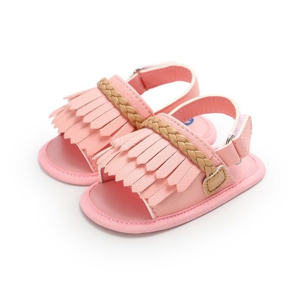 

baby girl shoes summer wild tassel cute sandals soft bottom non-slip toddler shoes for 0-18m, Black;red