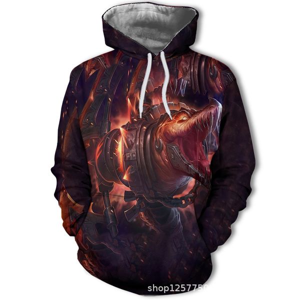 

mens designer hooded 3d digital iron lock printing fashion sweater, Black
