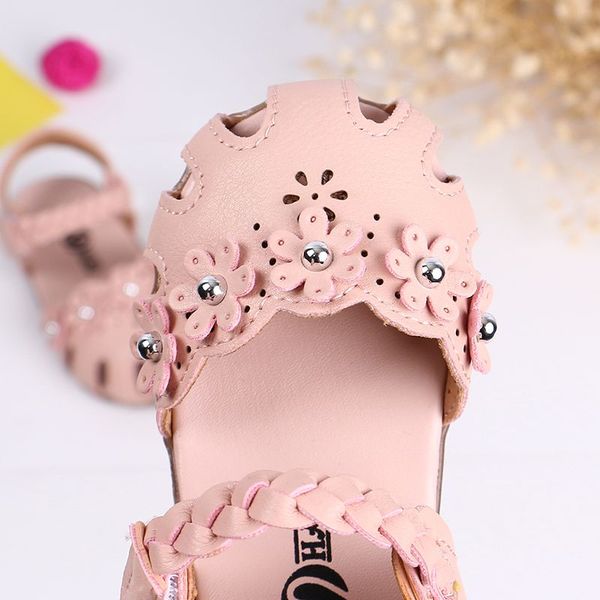 

cute girl princess sandals summer girl sandals toddler shoes pu rubber bottom slip flowers baby shoes brand 2019, Black;red