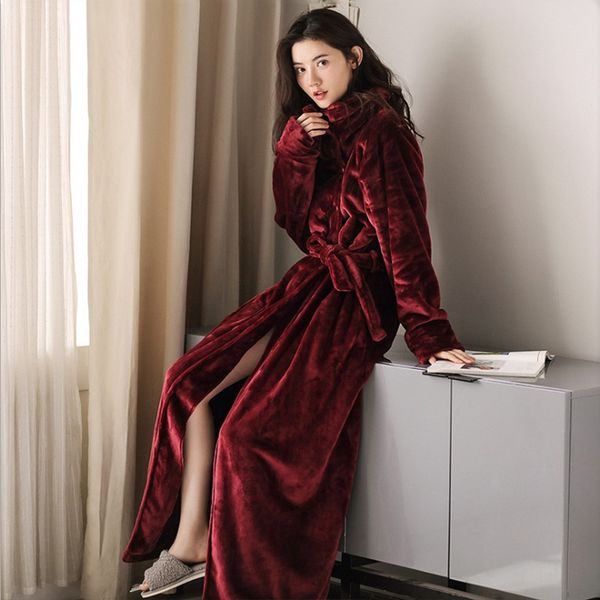 

2020 банный халат пижамы весна зима осень сгущает милый твердый плюшевый халат теплый женский халат ночной халат, Black;red