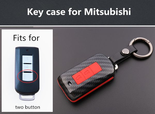 

for mitsubishi outlander lancer 10 pajero sport ex asx colt grandis l200 smart 2/3b carbon fiber car key case cover