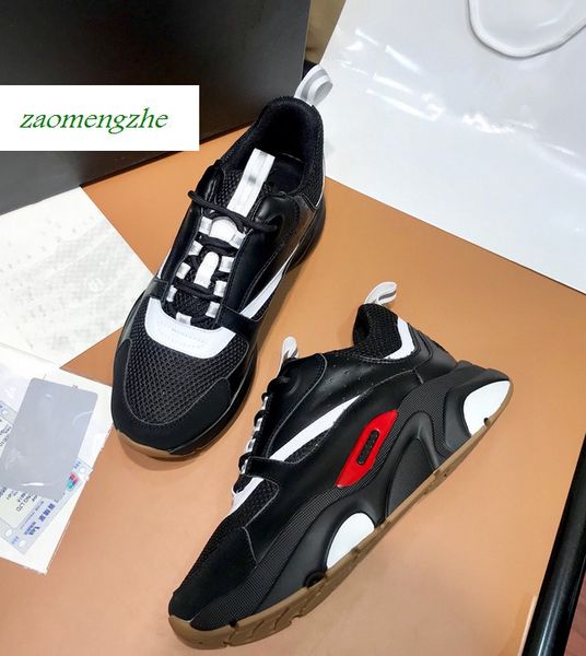 

b22 technical knit and calfskin sneaker women casual breathable nesh sports luxury designer shoes speed trainer nen fashion sneaker n31, Black