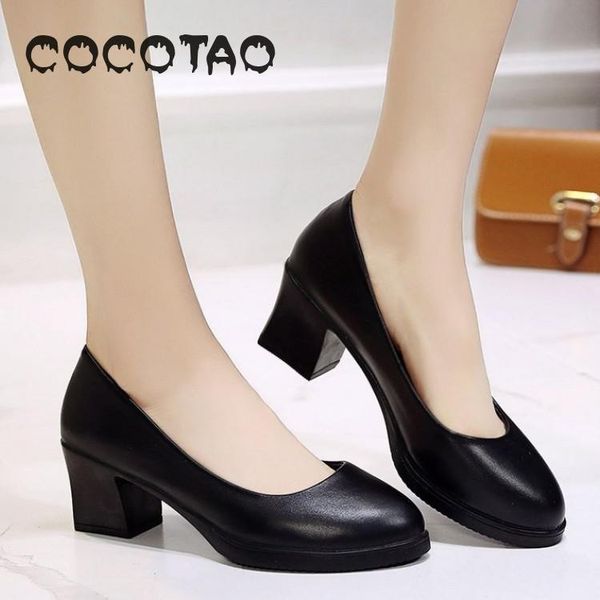 

the new 2019 black round head rough work with leather shoes comfortable and soft bottom shoes for women's shoes 21