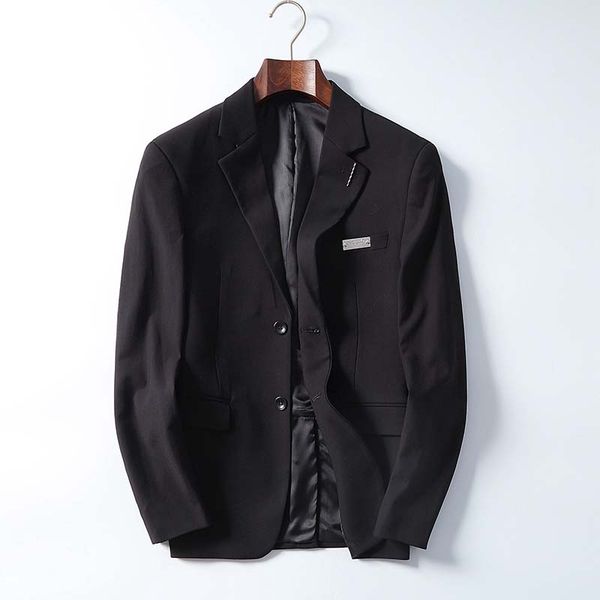 

men's suit suit 2020 autumn new temperament solid color suit personality wild slim korean casual wild trend, Black