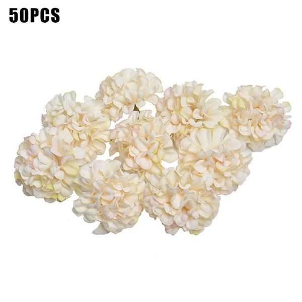 

50pcs hydrangea heads craft easy apply festive artificial flowers party silk dried ornaments diy home practical wedding decor