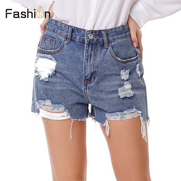 

2019 summer vintage denim hole shorts women jeans cute hot shorts streetwear casual party female boyfriend harajuku, White;black