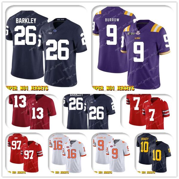 

ncaa 26 saquon barkley 9 joe burrow lsu tigers college football jersey 5 teddy bridgewater 59 luke kuechly 22 christian mccaffrey 5-21, Black;red