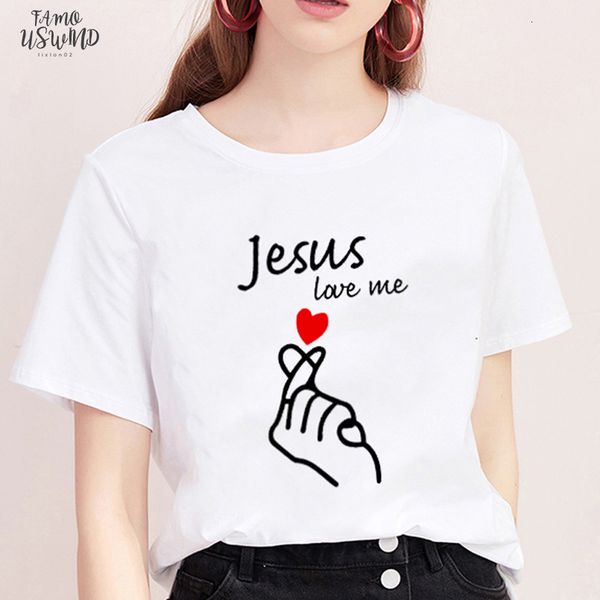 

jesus love me print harajuku t shirt 2020 tshirt o neck short sleeve love of letter t shirt white female